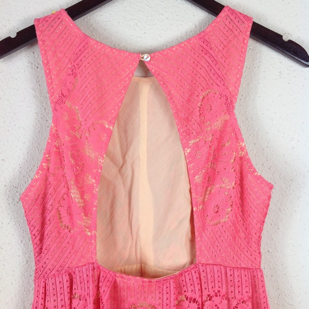Free People Rocco Cherry Lace Cut Out Back Dress
